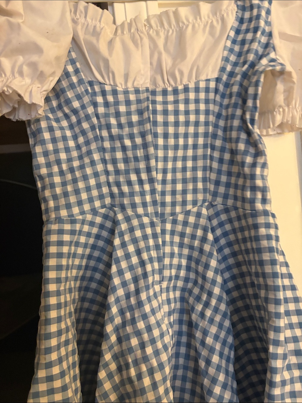 Blue and White Gingham Peasant Dress with Apron - Picture 3 of 3